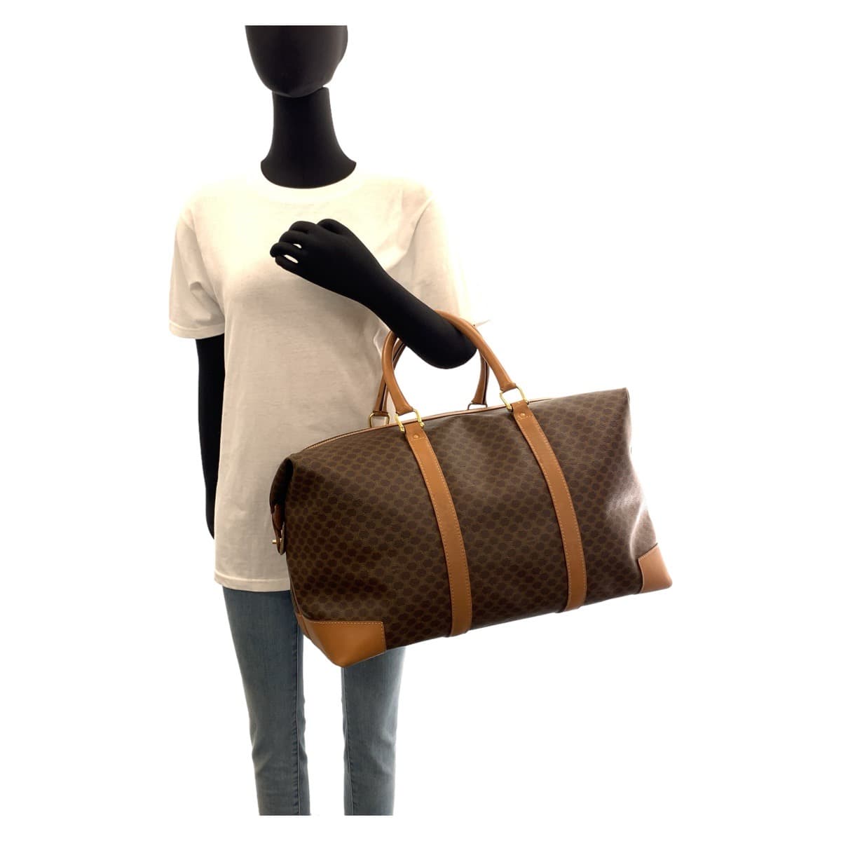 11494
CELINE セリーヌ ヴィンテージ マダカム ブラウン ゴールド金具 PVC ボストンバッグ  メンズ
