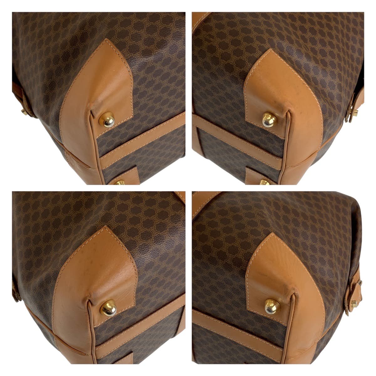 11494
CELINE セリーヌ ヴィンテージ マダカム ブラウン ゴールド金具 PVC ボストンバッグ  メンズ