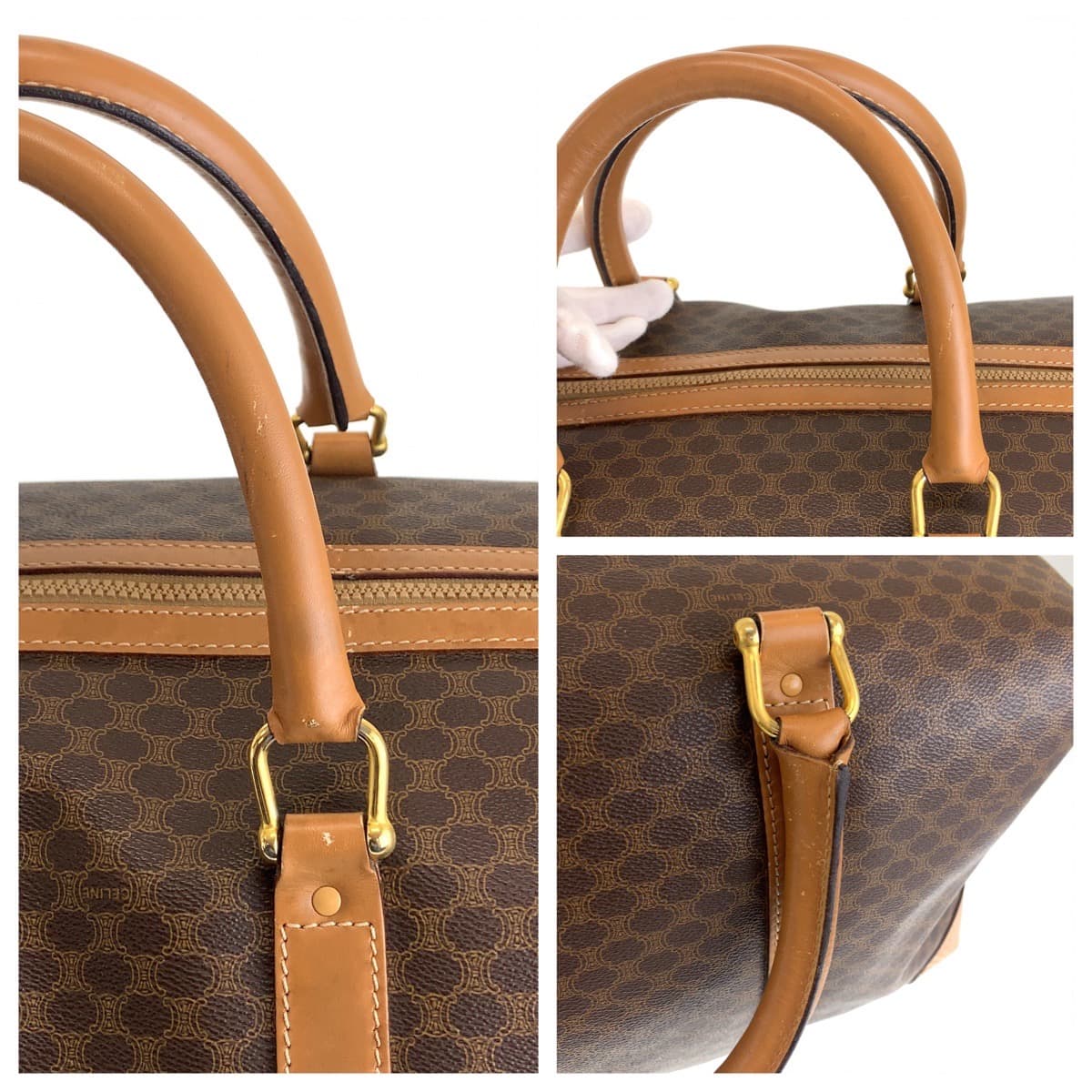 11494
CELINE セリーヌ ヴィンテージ マダカム ブラウン ゴールド金具 PVC ボストンバッグ  メンズ