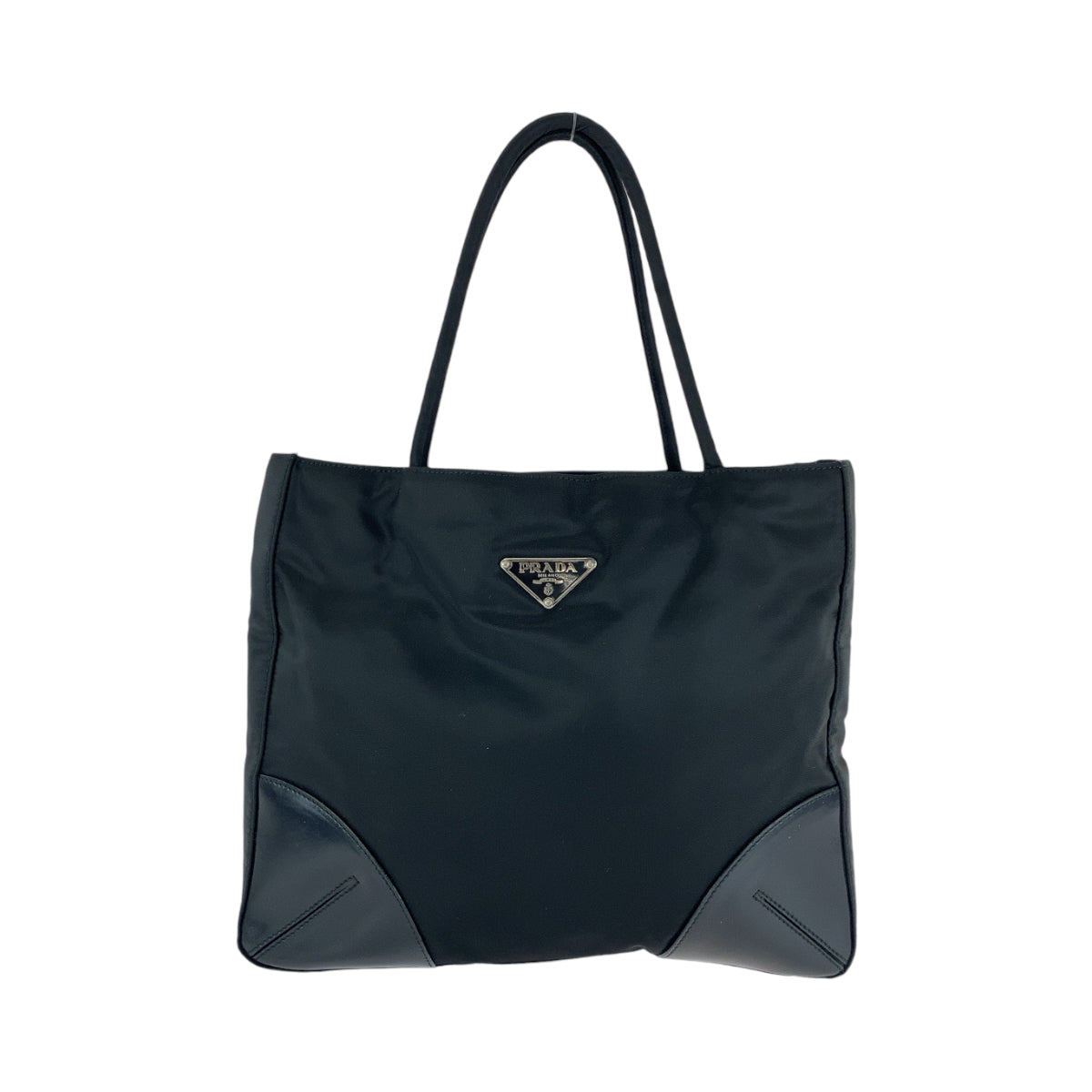 12872
PRADA プラダ テスート 三角ロゴプレート ブラック 黒 シルバー金具 ナイロン / レザー トートバッグ ハンドバッグ  レディース