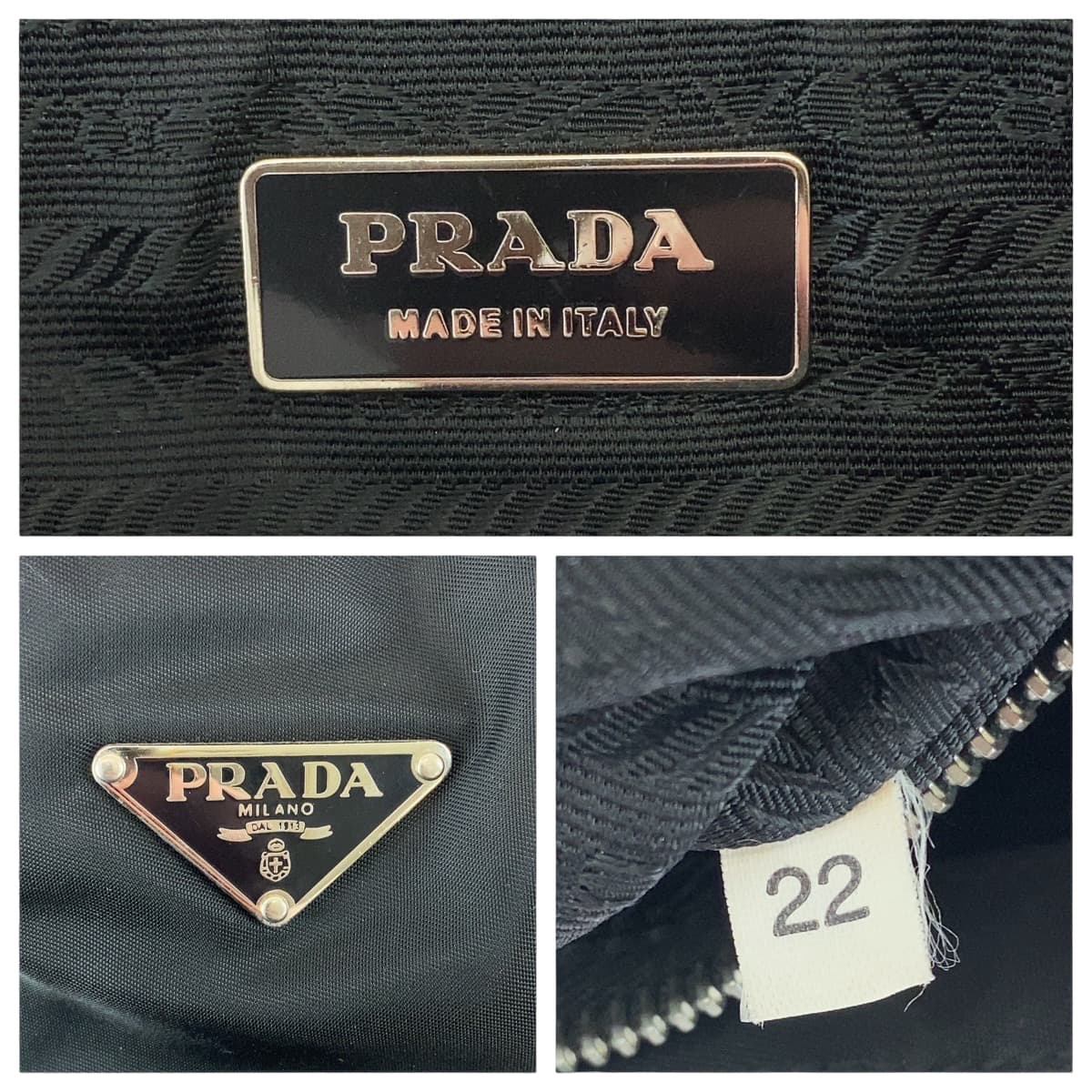 12872
PRADA プラダ テスート 三角ロゴプレート ブラック 黒 シルバー金具 ナイロン / レザー トートバッグ ハンドバッグ  レディース