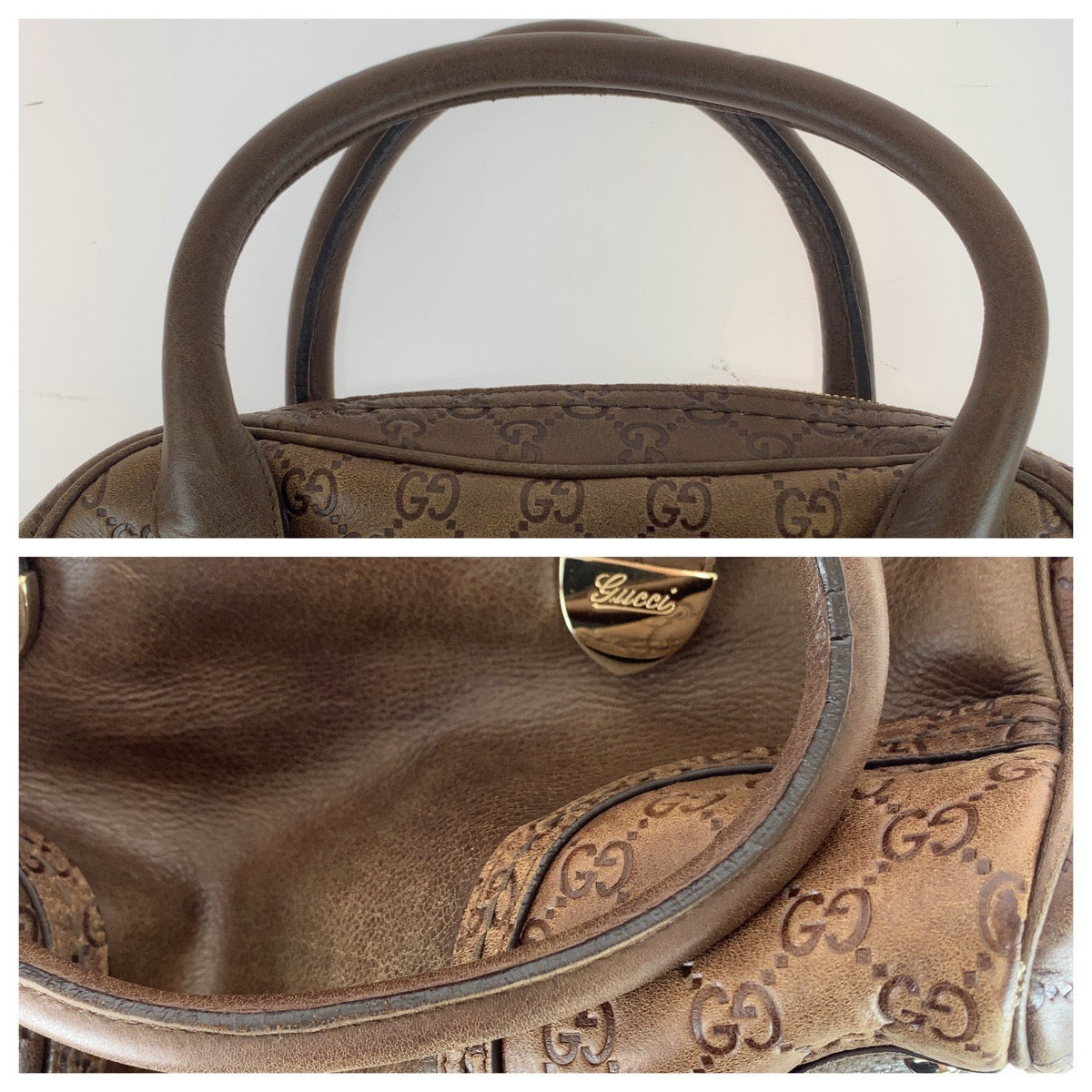 111497
GUCCI グッチ グッチシマ ブラウン ゴールド金具 レザー 181507 ハンドバッグ ボストンバッグ  レディース