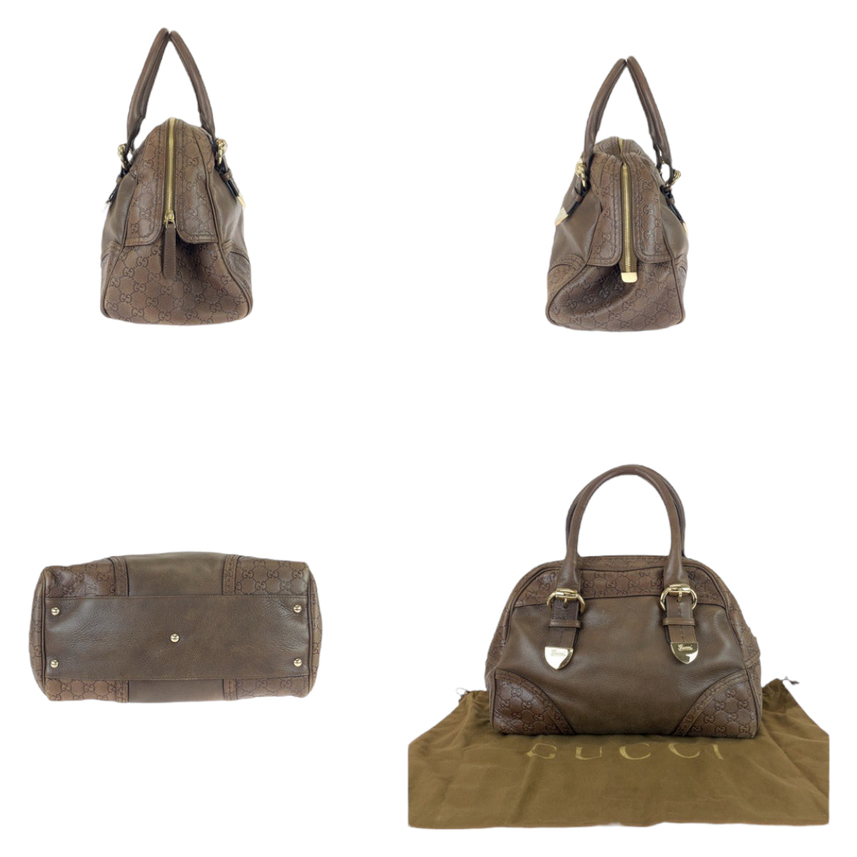 111497
GUCCI グッチ グッチシマ ブラウン ゴールド金具 レザー 181507 ハンドバッグ ボストンバッグ  レディース