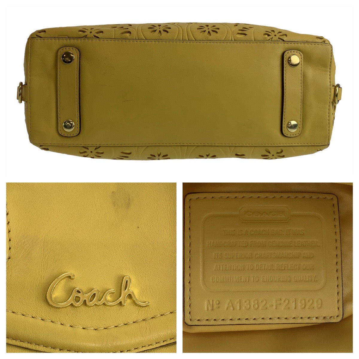 112429
COACH コーチ マディソン レースレザー マギー イエロー ゴールド金具 レザー トートバッグ ハンドバッグ ショルダーバッグ 2way  レディース