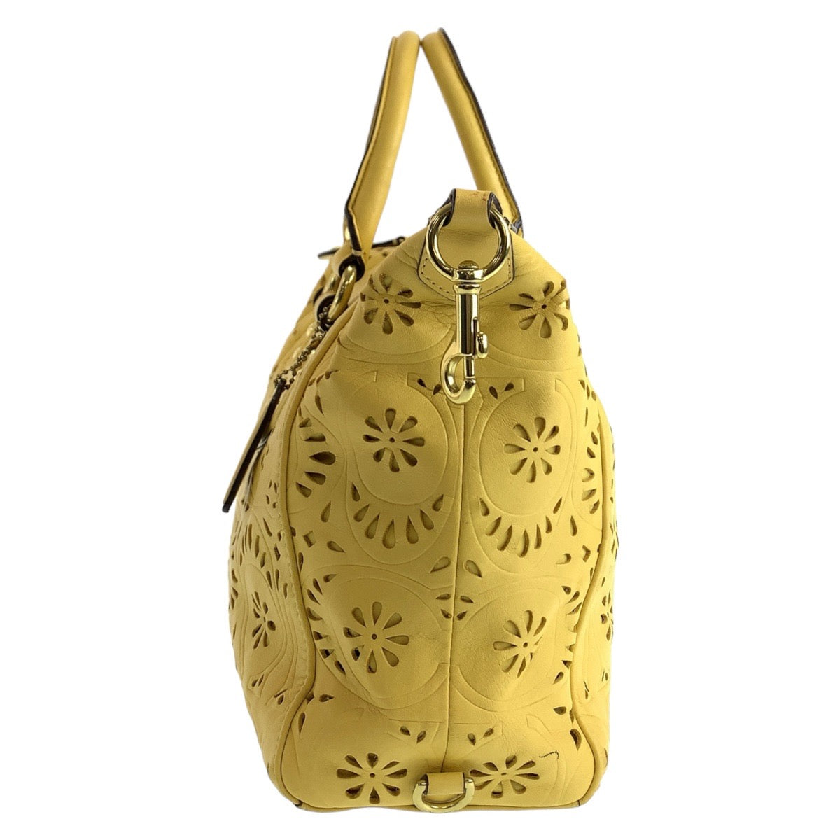112429
COACH コーチ マディソン レースレザー マギー イエロー ゴールド金具 レザー トートバッグ ハンドバッグ ショルダーバッグ 2way  レディース