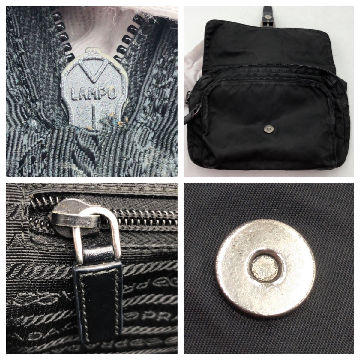 PRADA Tessuto Triangle Logo Unisex Black Nylon Shoulder Bag Messenger Bag for Men