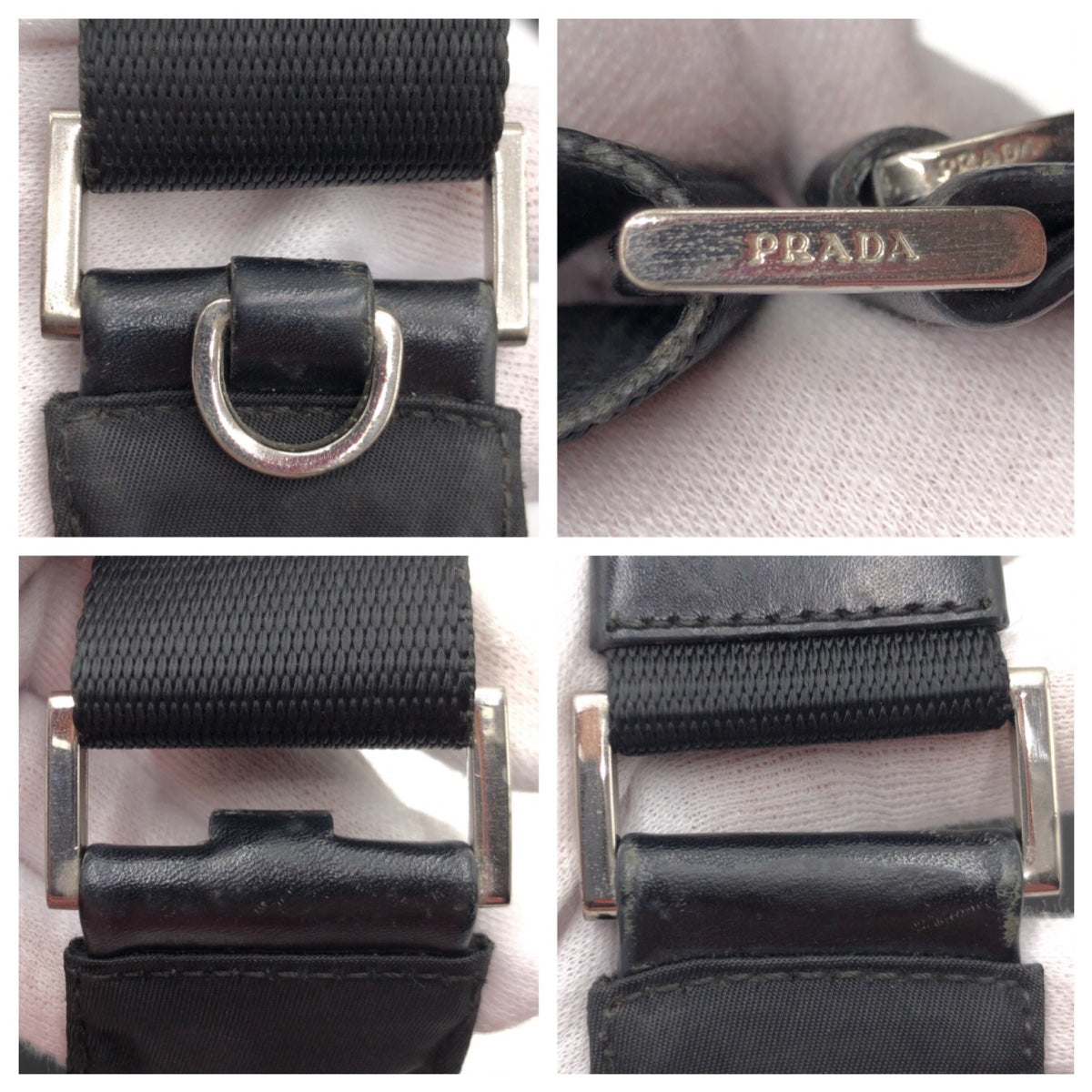 PRADA Tessuto Triangle Logo Unisex Black Nylon Shoulder Bag Messenger Bag for Men