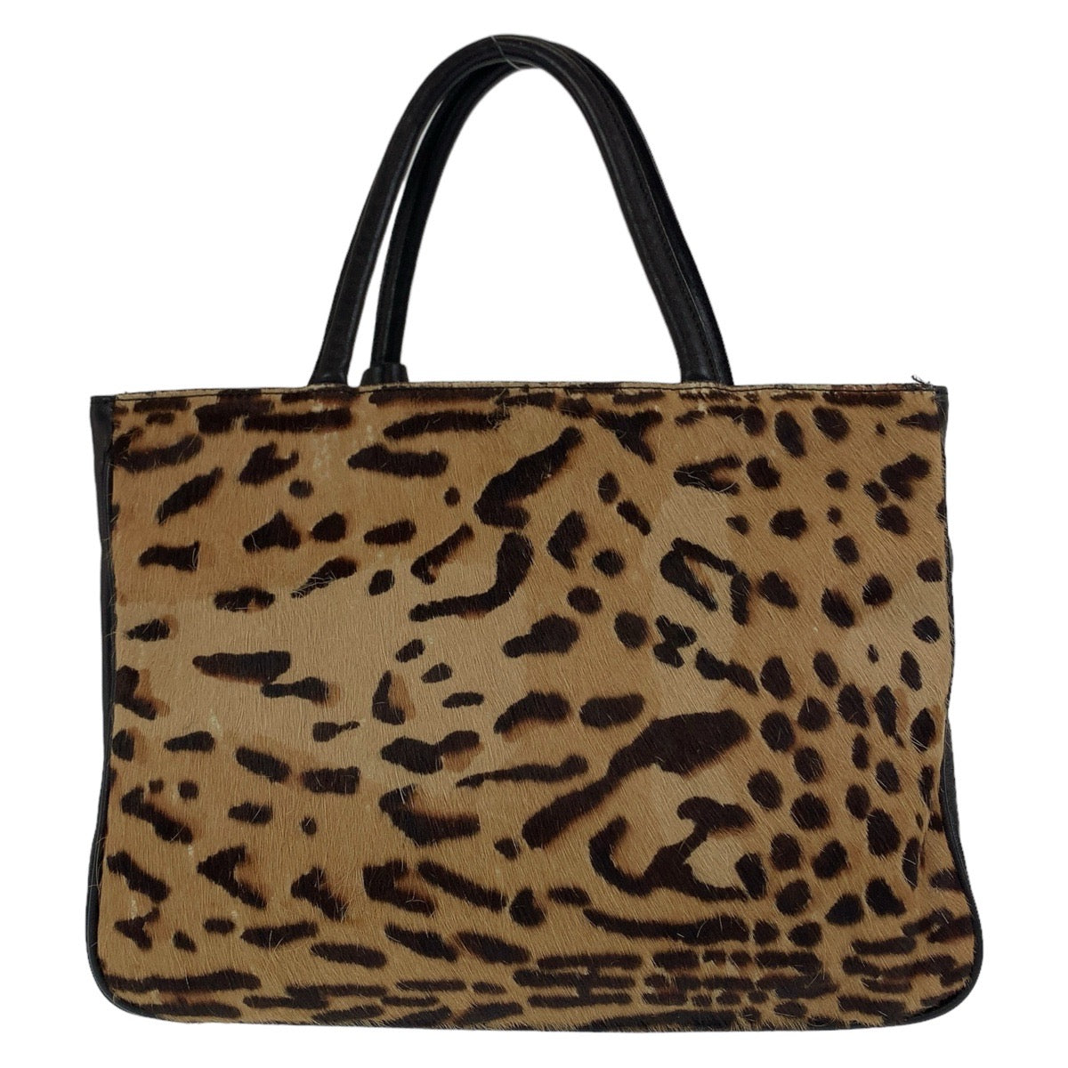 Furla フルラ レオパード ヒョウ柄 ブラウン ゴールド金具 ハラコ トートバッグ ハンドバッグ  レディース