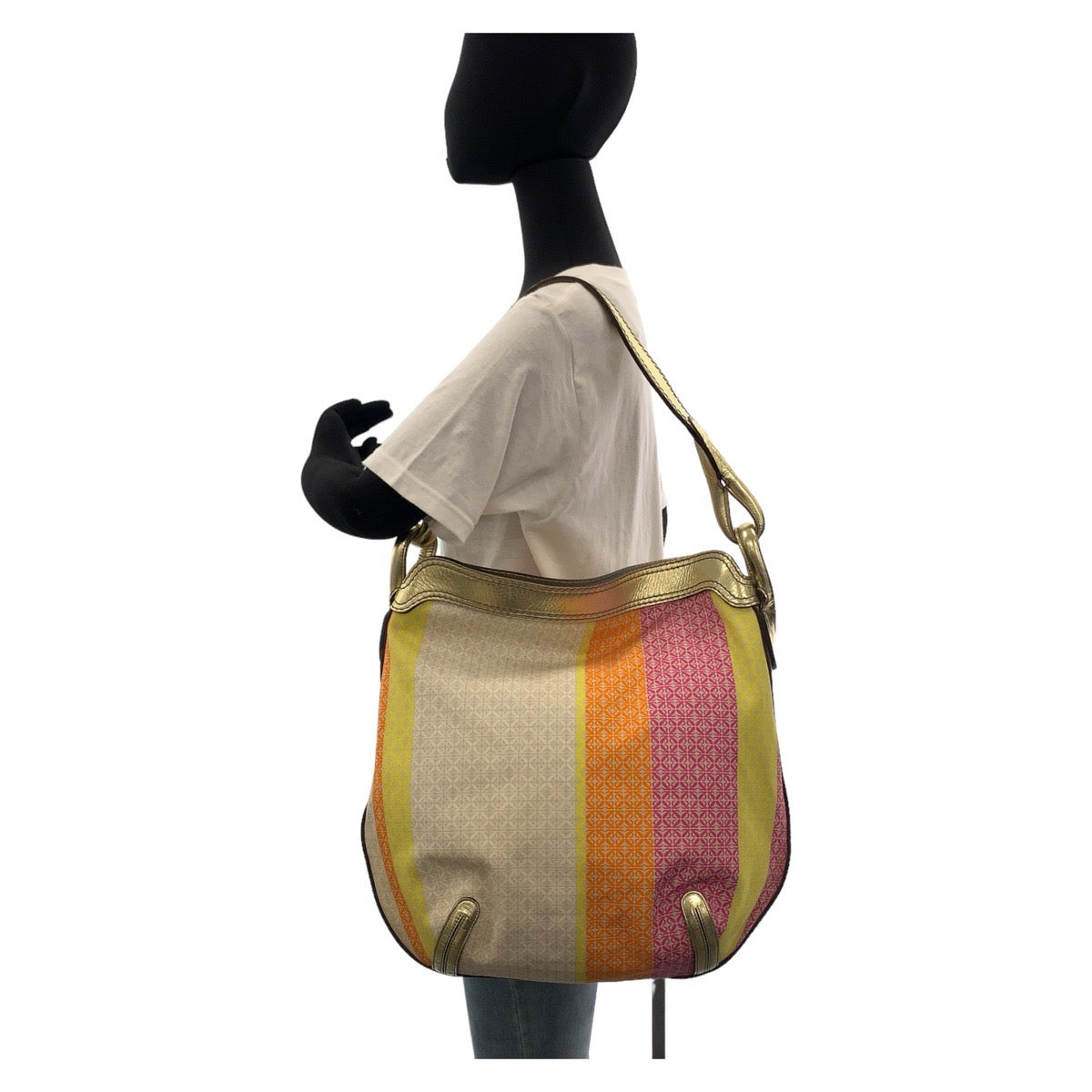 11498
LOEWE ロエベ アナグラム ホーボー マルチカラー イエロー ゴールド金具 キャンバス / レザー ショルダーバッグ  レディース