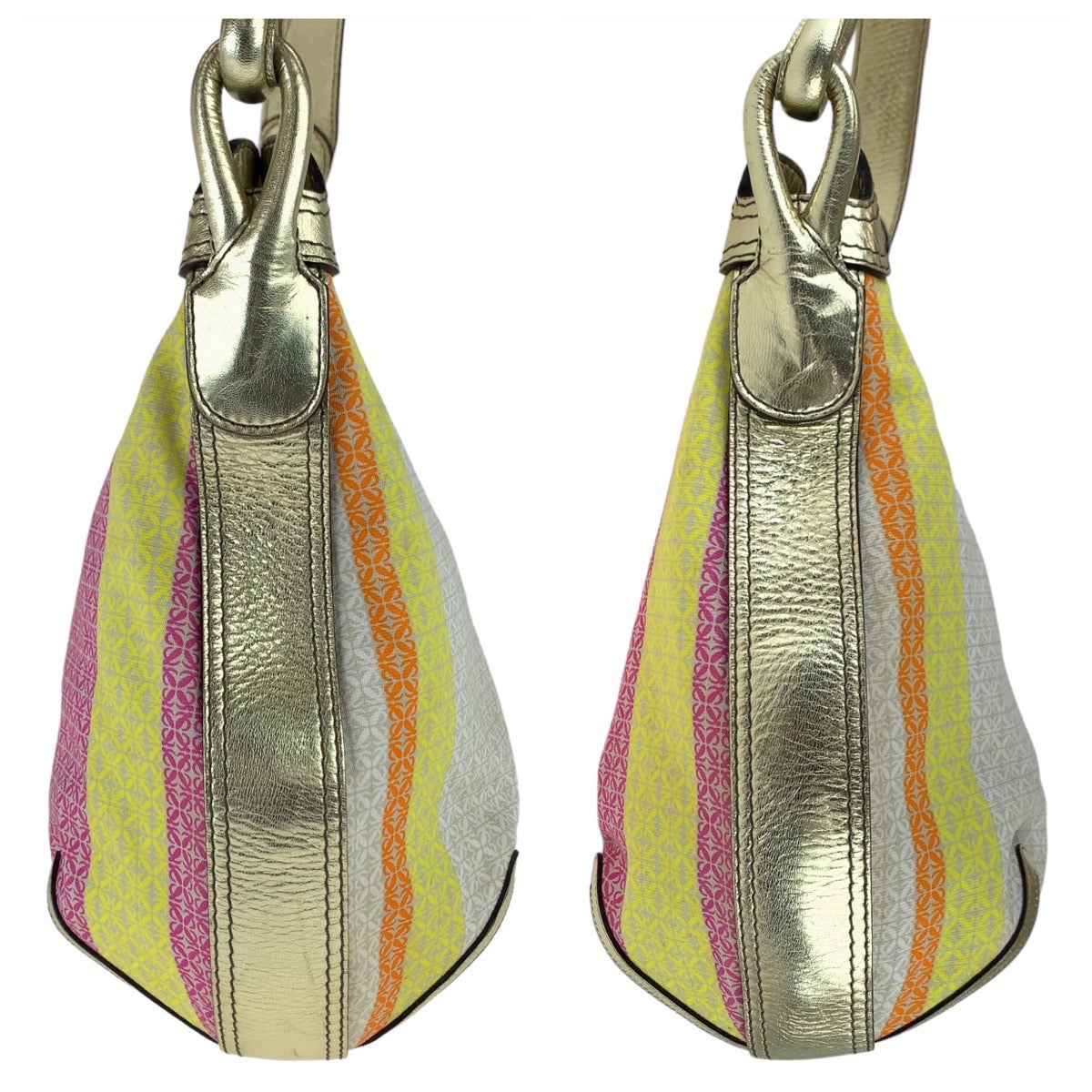11498
LOEWE ロエベ アナグラム ホーボー マルチカラー イエロー ゴールド金具 キャンバス / レザー ショルダーバッグ  レディース