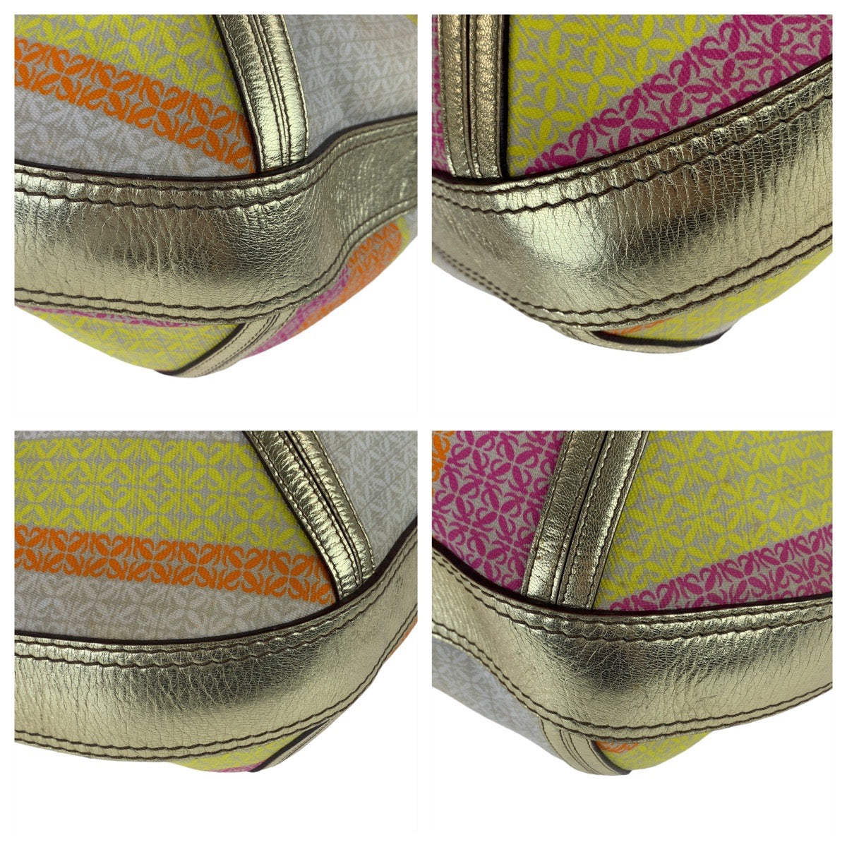 11498
LOEWE ロエベ アナグラム ホーボー マルチカラー イエロー ゴールド金具 キャンバス / レザー ショルダーバッグ  レディース