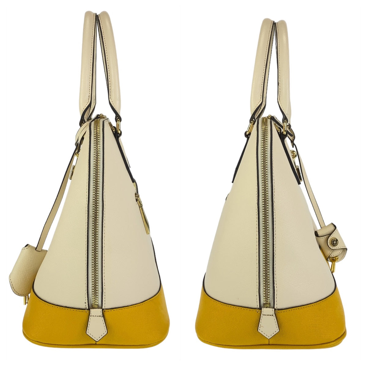 Samantha Thavasa サマンサタバサ ベージュ イエロー ゴールド金具 合成皮革 斜め掛け ショルダーバッグ ハンドバッグ 2way  レディース