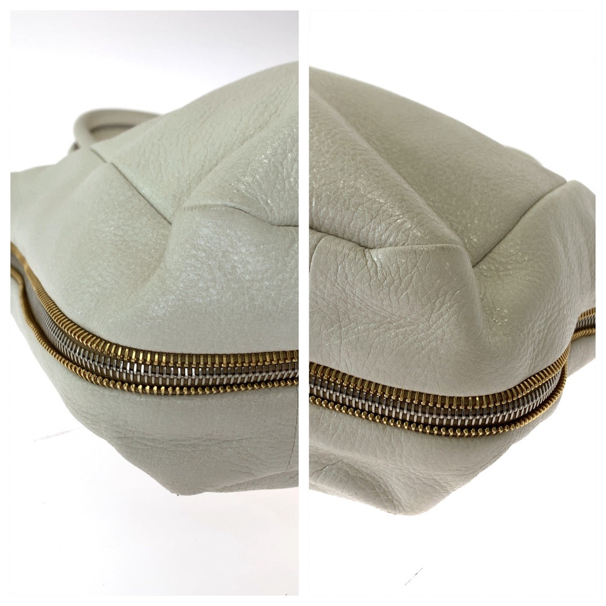 PRADA Prada White Gold Hardware Leather Tote Bag Shoulder Bag Handbag Women's