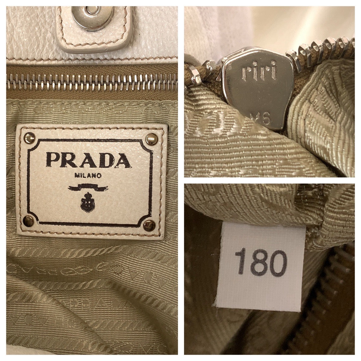 PRADA Prada White Gold Hardware Leather Tote Bag Shoulder Bag Handbag Women's