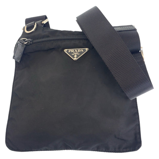 12425
PRADA プラダ テスート 三角ロゴプレート ブラック 黒 シルバー金具 ナイロン ショルダーバッグ ポシェット 斜め掛け  レディース