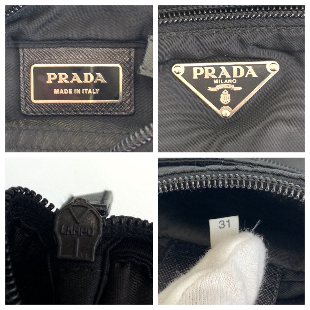 12425
PRADA プラダ テスート 三角ロゴプレート ブラック 黒 シルバー金具 ナイロン ショルダーバッグ ポシェット 斜め掛け  レディース