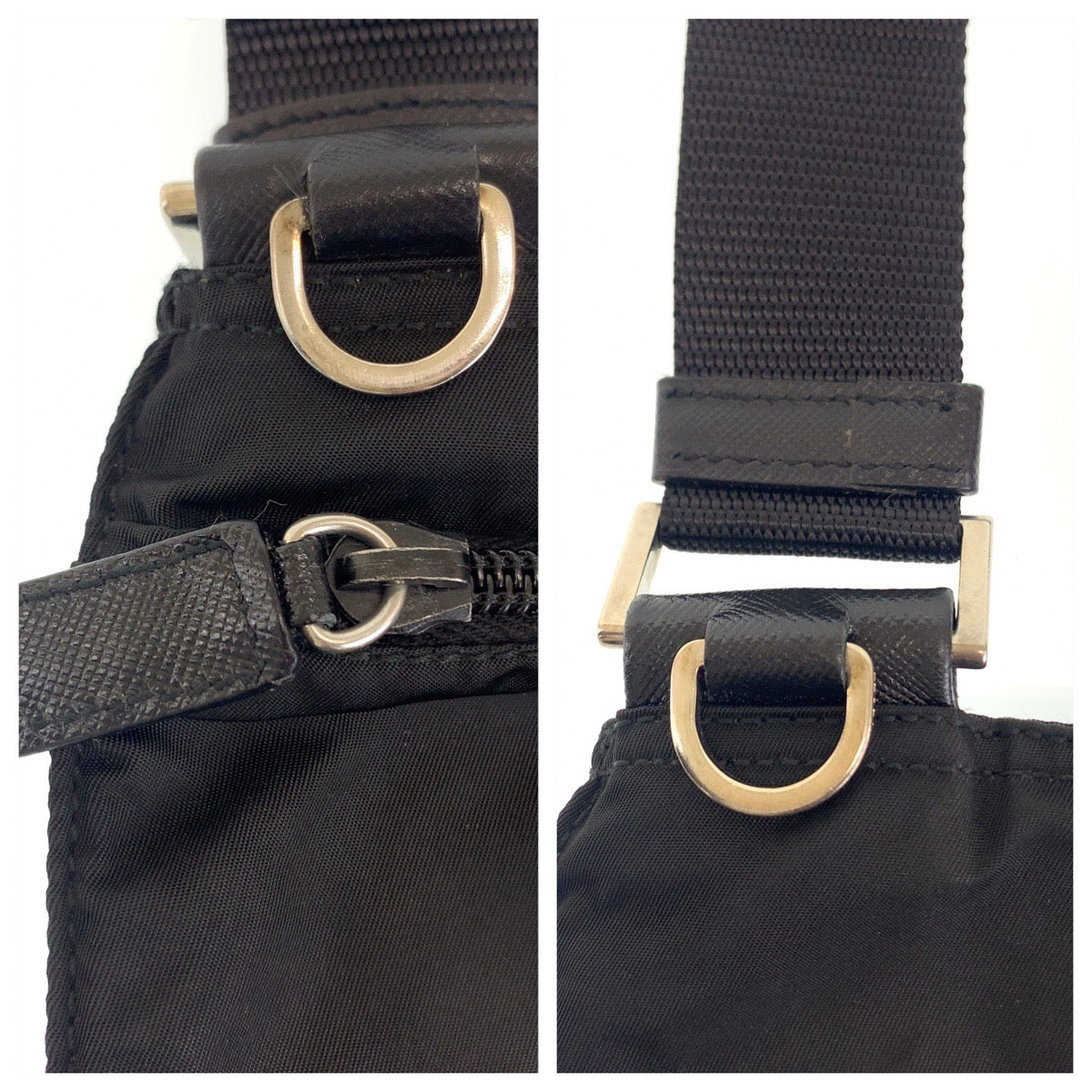 12425
PRADA プラダ テスート 三角ロゴプレート ブラック 黒 シルバー金具 ナイロン ショルダーバッグ ポシェット 斜め掛け  レディース