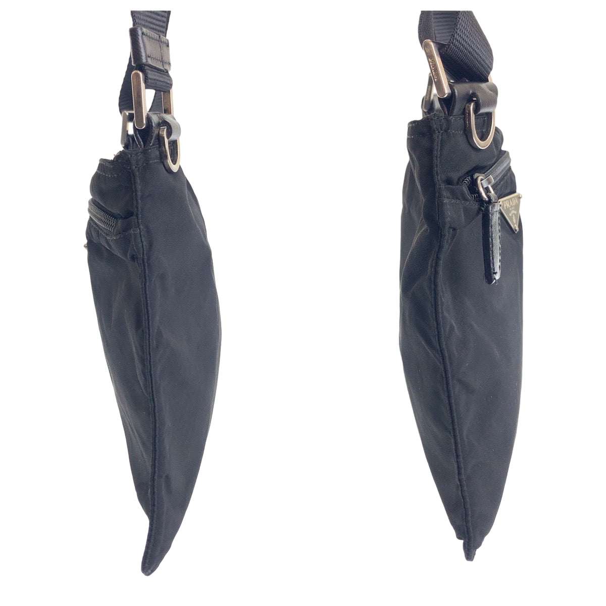 12425
PRADA プラダ テスート 三角ロゴプレート ブラック 黒 シルバー金具 ナイロン ショルダーバッグ ポシェット 斜め掛け  レディース