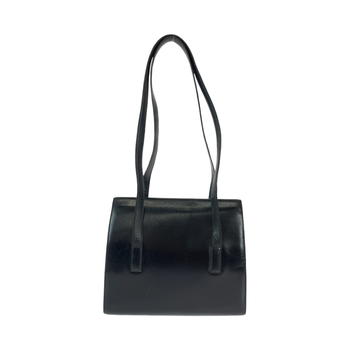 12424
PRADA プラダ ヴィンテージ ブラック ゴールド金具 レザー ショルダーバッグ ハンドバッグ  レディース