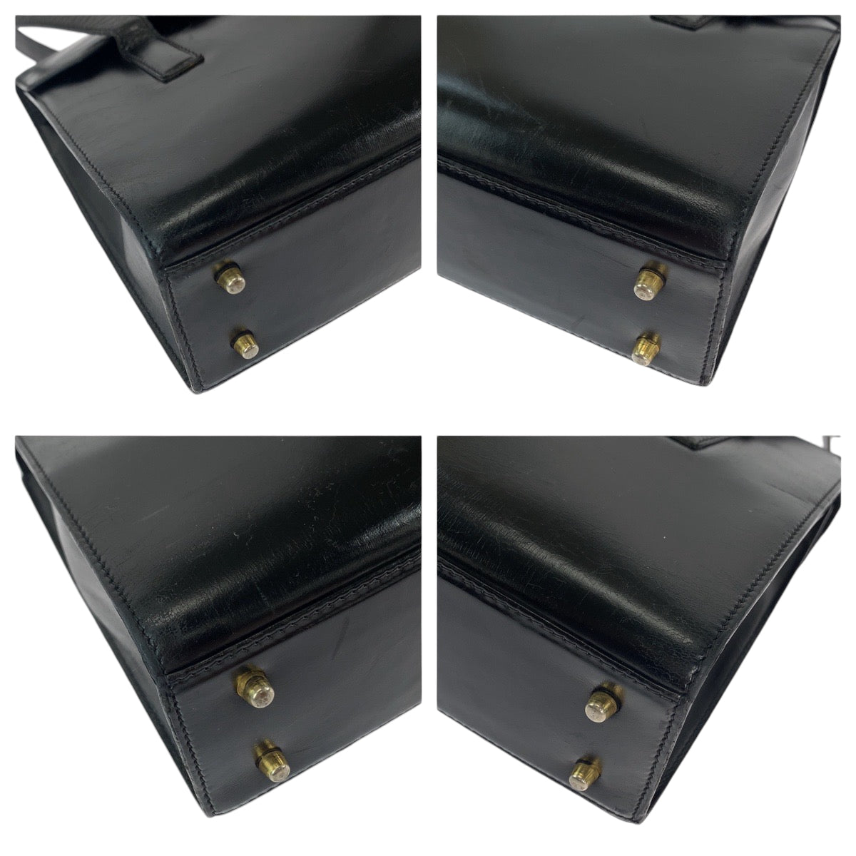 12424
PRADA プラダ ヴィンテージ ブラック ゴールド金具 レザー ショルダーバッグ ハンドバッグ  レディース
