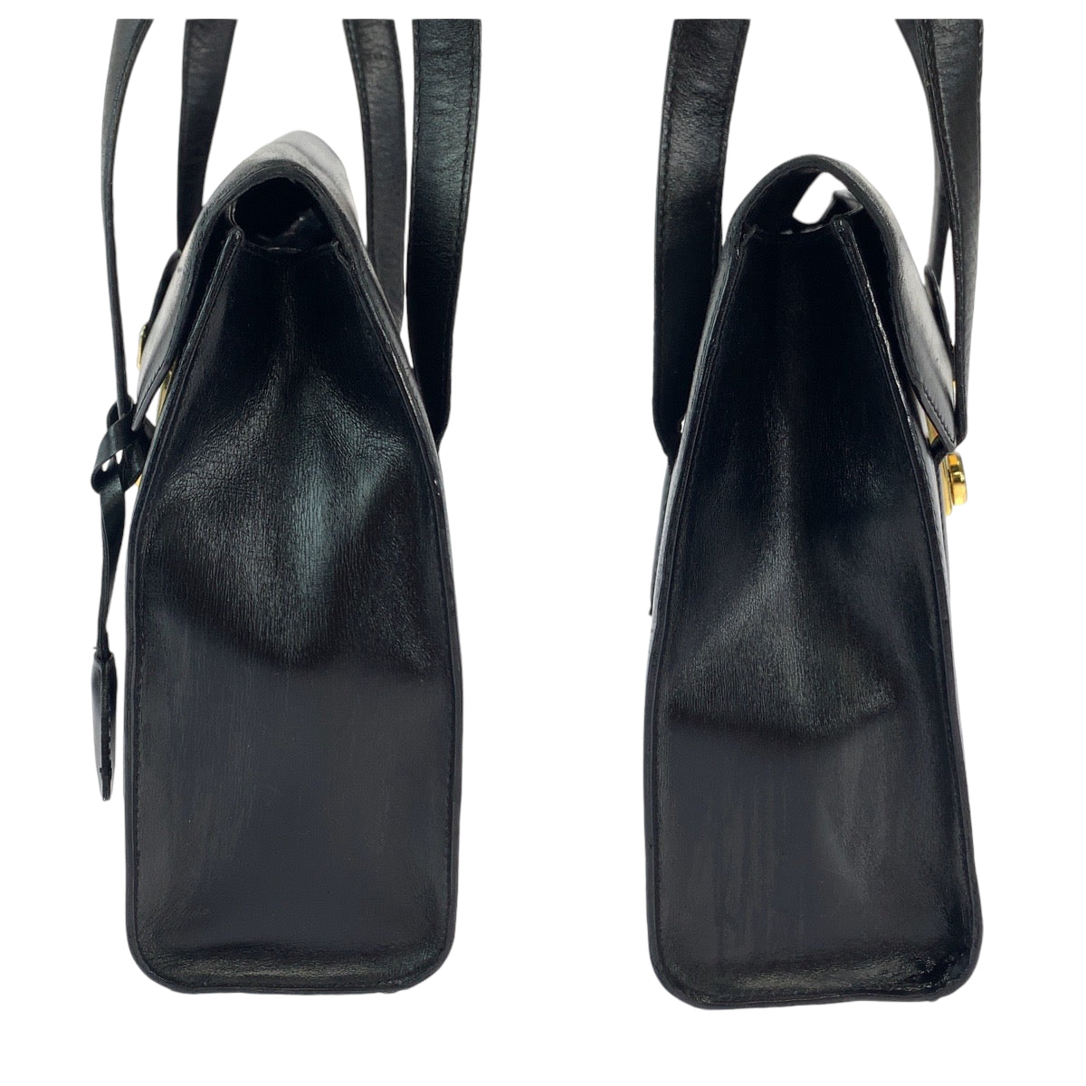 12424
PRADA プラダ ヴィンテージ ブラック ゴールド金具 レザー ショルダーバッグ ハンドバッグ  レディース