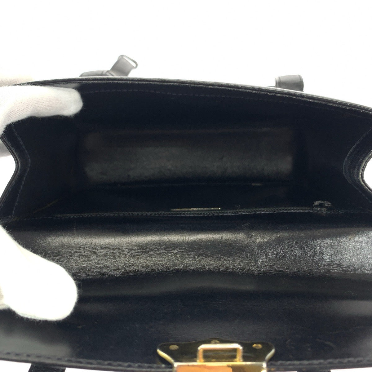 12424
PRADA プラダ ヴィンテージ ブラック ゴールド金具 レザー ショルダーバッグ ハンドバッグ  レディース