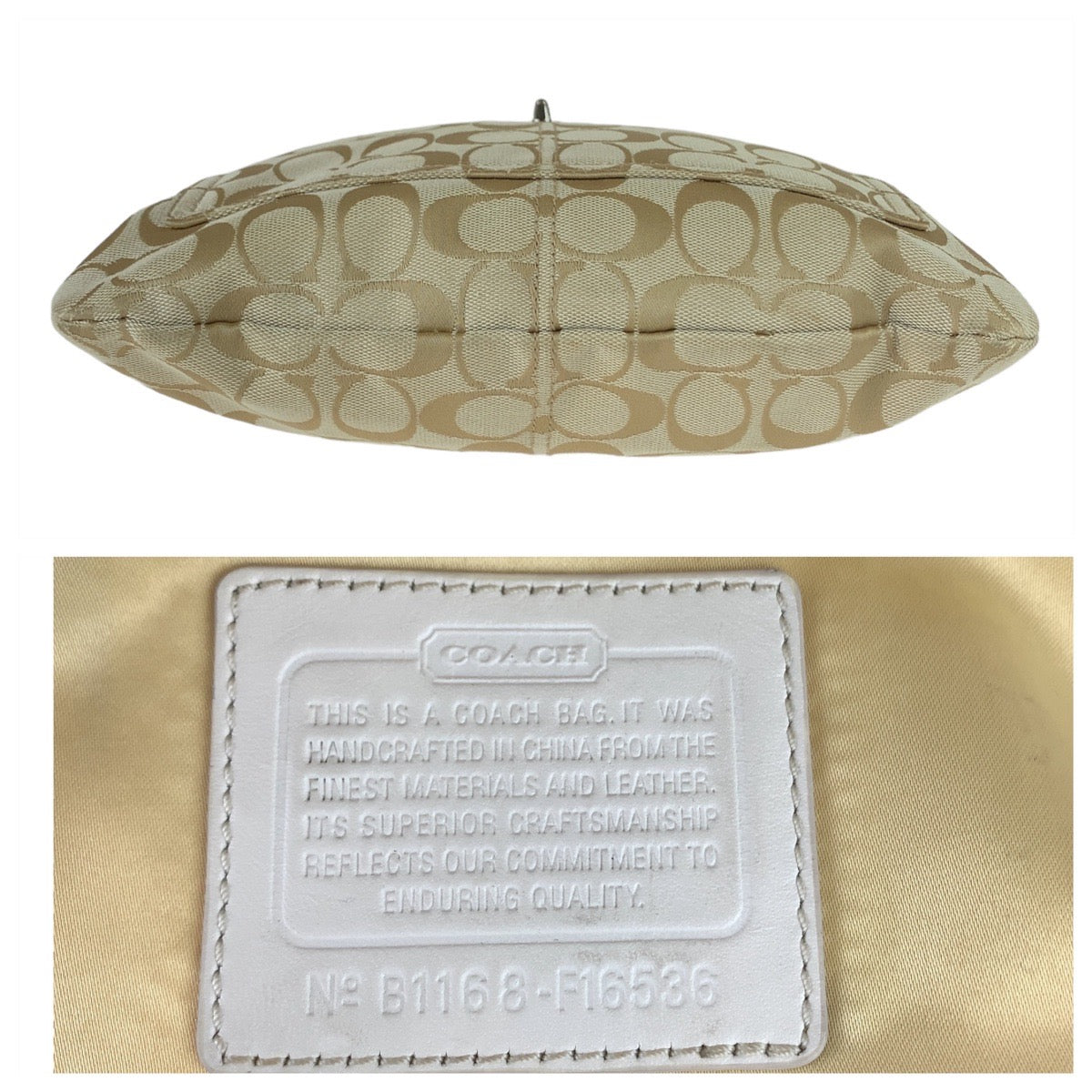 12422
 
COACH Signature Embossed Beige Silver Hardware Canvas/Leather Shoulder Bag Pochette Crossbody Bag for Women