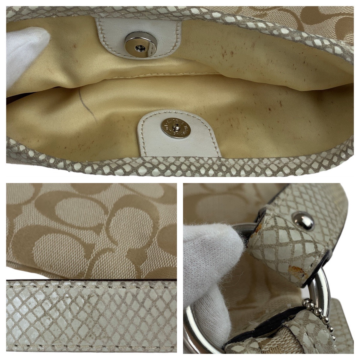 12422
 
COACH Signature Embossed Beige Silver Hardware Canvas/Leather Shoulder Bag Pochette Crossbody Bag for Women