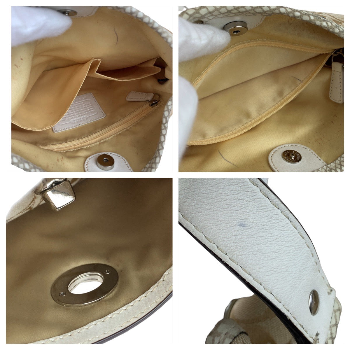 12422
 
COACH Signature Embossed Beige Silver Hardware Canvas/Leather Shoulder Bag Pochette Crossbody Bag for Women