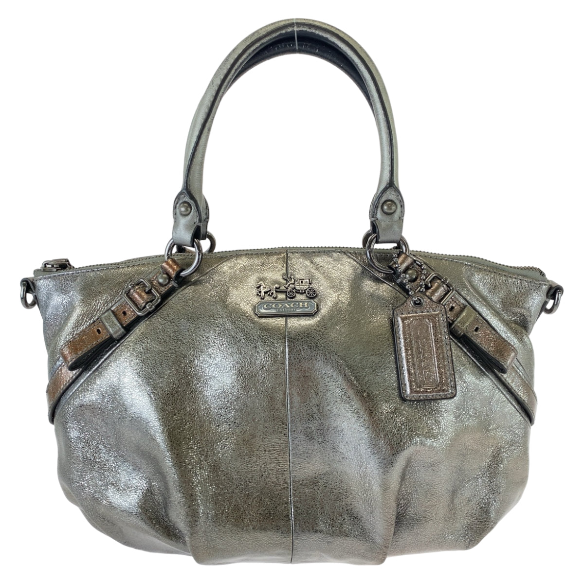 12418
COACH コーチ マディソン シルバー ガンメタ金具 レザー トートバッグ ハンドバッグ  レディース AB5