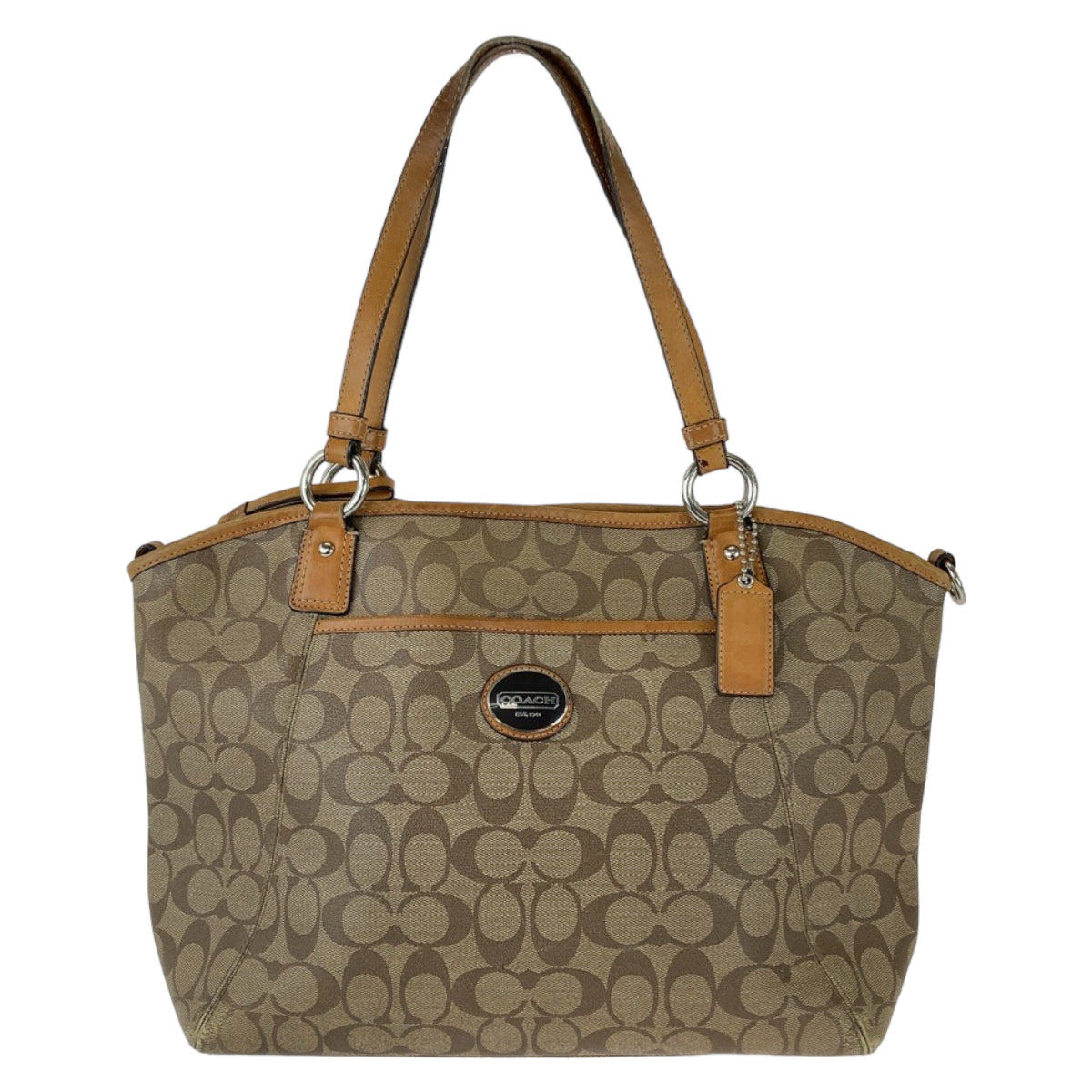 12415
COACH コーチ シグネチャー ブラウン ライトブラウン シルバー金具 キャンバス / レザー トートバッグ ショルダーバッグ  レディース AB5