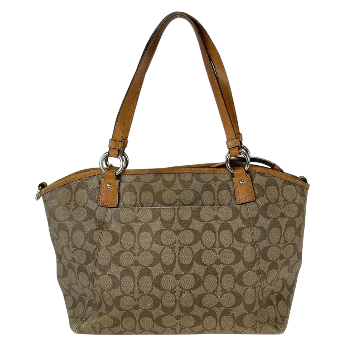 12415
COACH コーチ シグネチャー ブラウン ライトブラウン シルバー金具 キャンバス / レザー トートバッグ ショルダーバッグ  レディース AB5
