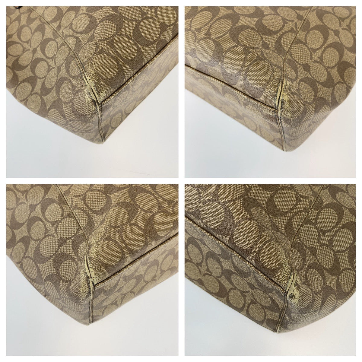 12415
COACH コーチ シグネチャー ブラウン ライトブラウン シルバー金具 キャンバス / レザー トートバッグ ショルダーバッグ  レディース AB5