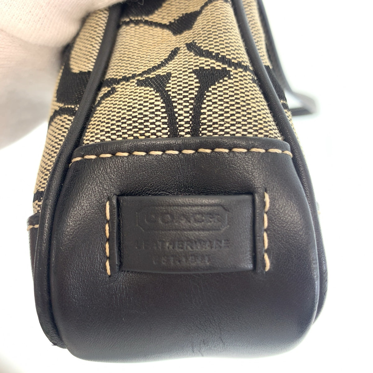 COACH コーチ シグネチャー ブラック 黒 グレー シルバー金具 キャンバス / レザー ハンドバッグ アクセサリーポーチ  レディース