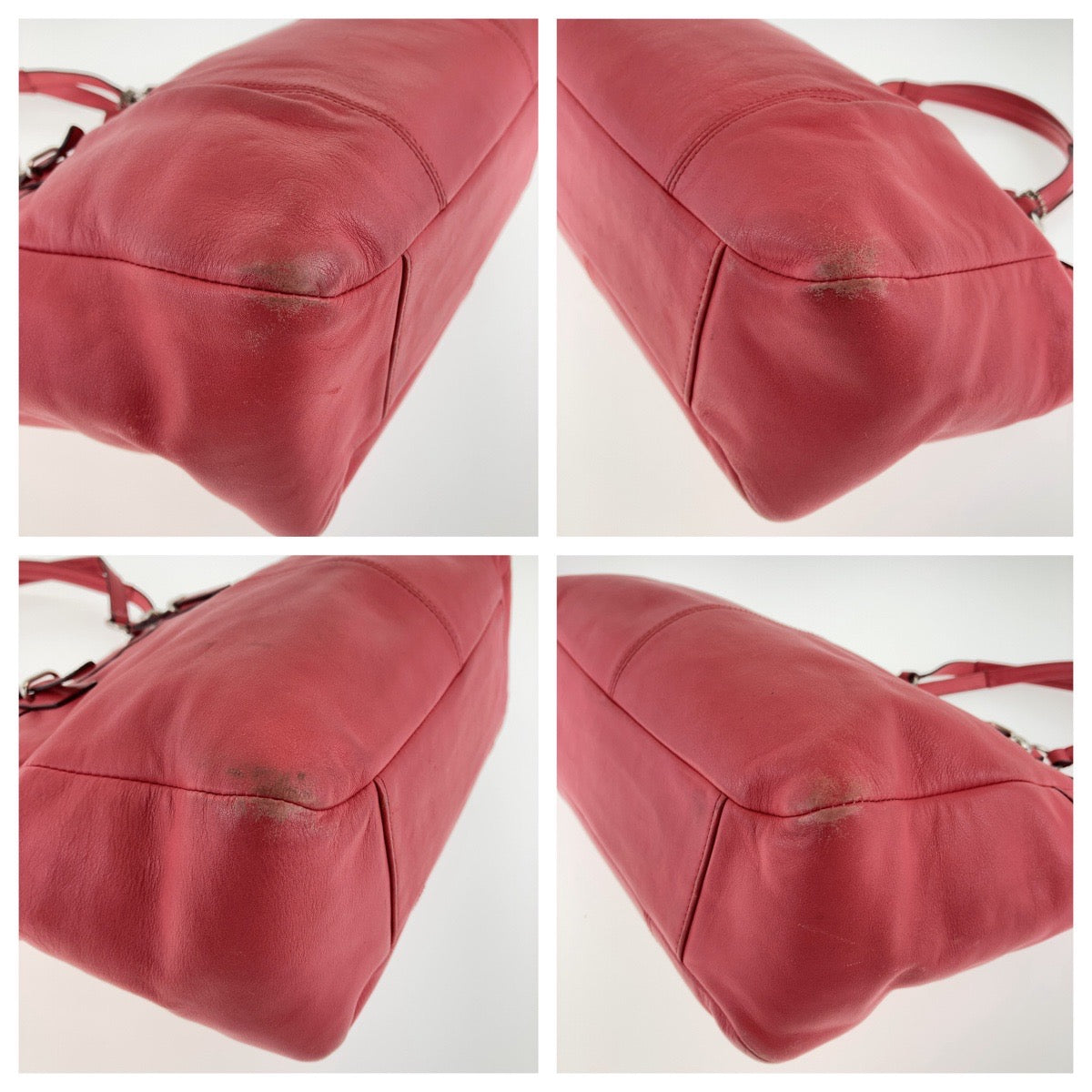 12412
COACH コーチ ピンク シルバー金具 レザー トートバッグ ショルダーバッグ  レディース AB5