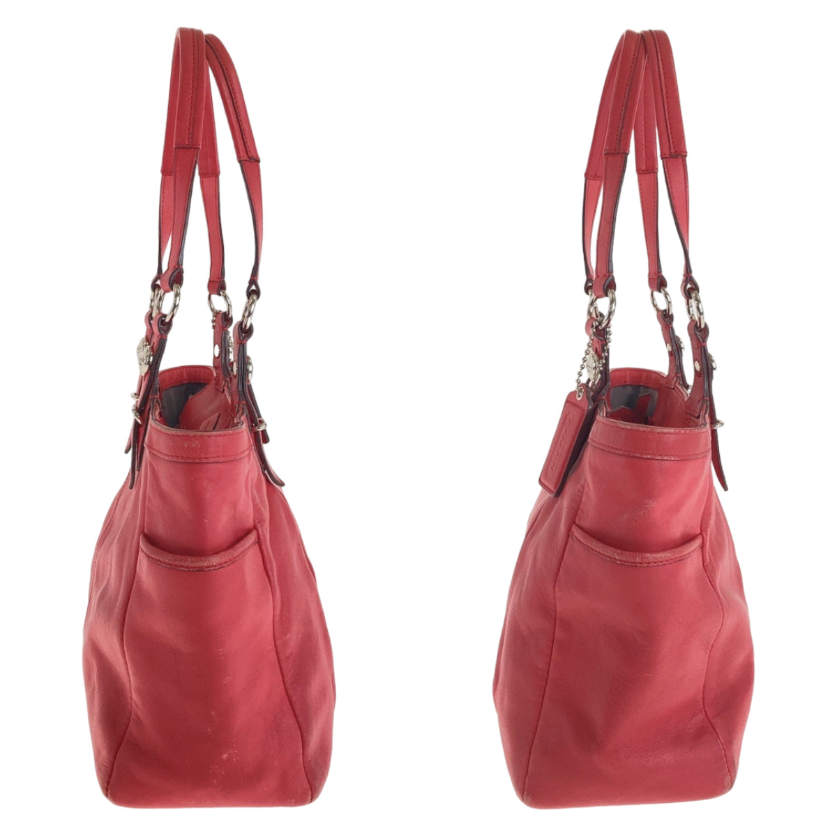 12412
COACH コーチ ピンク シルバー金具 レザー トートバッグ ショルダーバッグ  レディース AB5