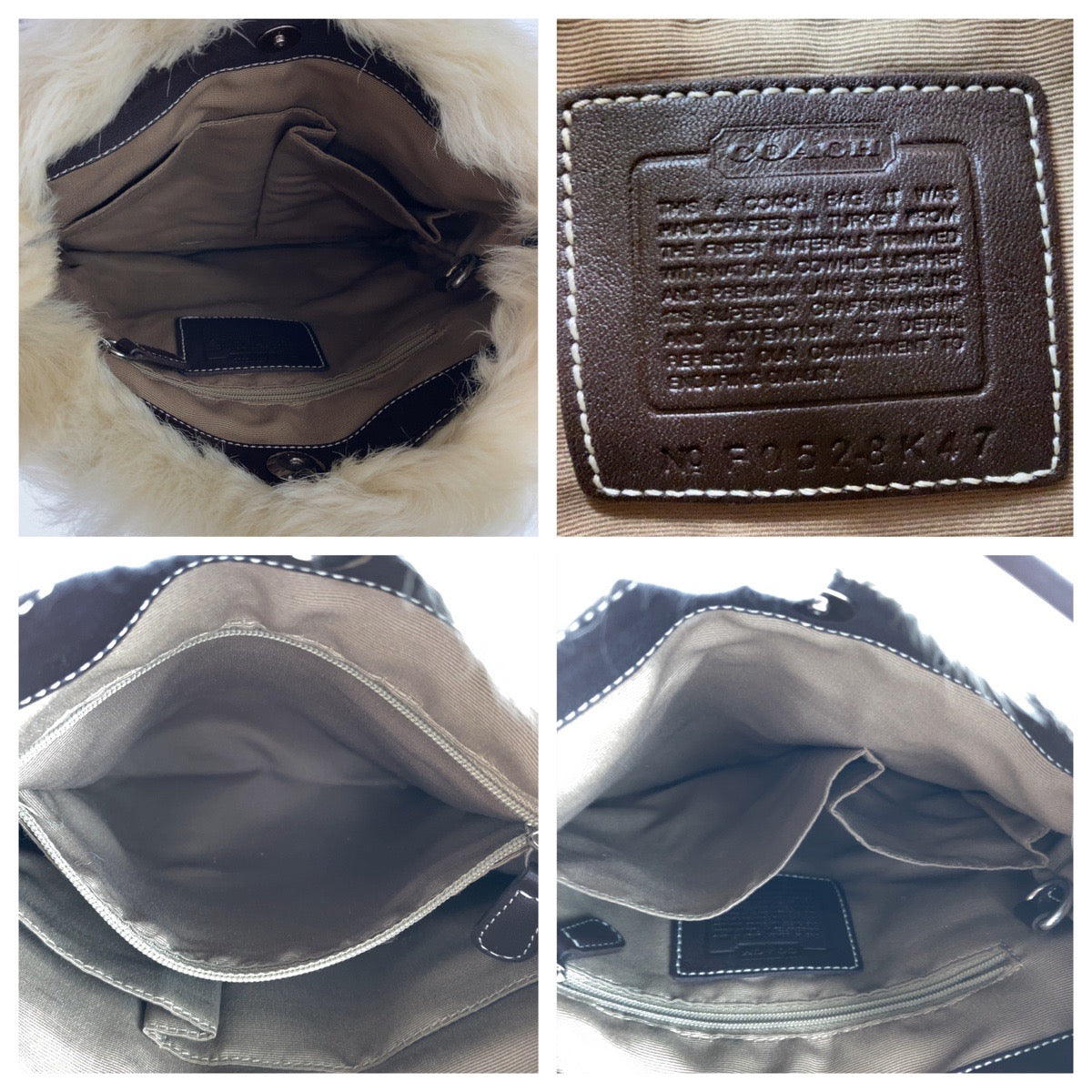 COACH コーチ シグネチャー ファー ブラウン ベージュ シルバー金具 キャンバス / レザー / スウェード ショルダーバッグ ポシェット  レディース