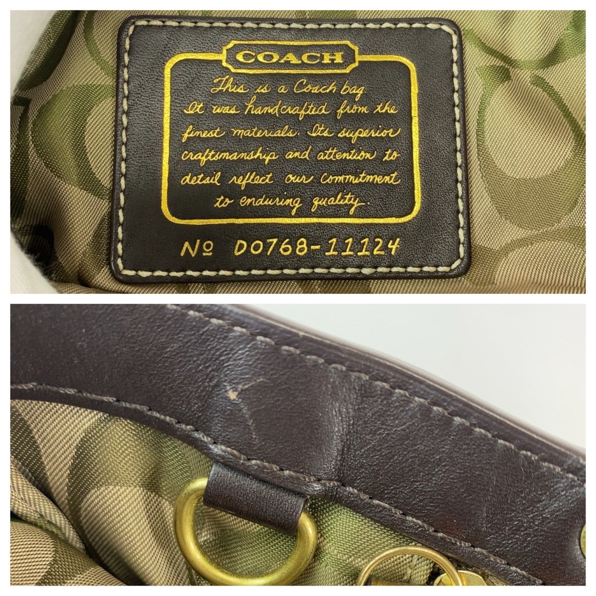 2411
COACH コーチ マルチカラー ゴールド金具 サテン / レザー トートバッグ ハンドバッグ  レディース