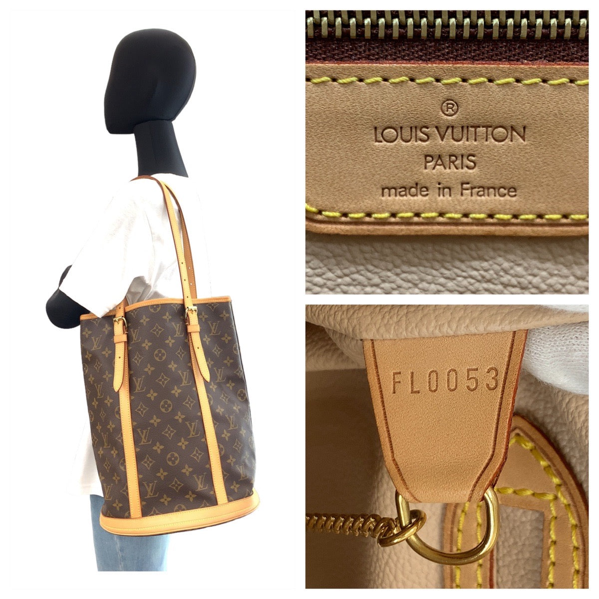 11506
LOUIS VUITTON ルイヴィトン モノグラム バケットGM ブラウン ゴールド金具 PVC / レザー M42236 トートバッグ ショルダーバッグ  レディース