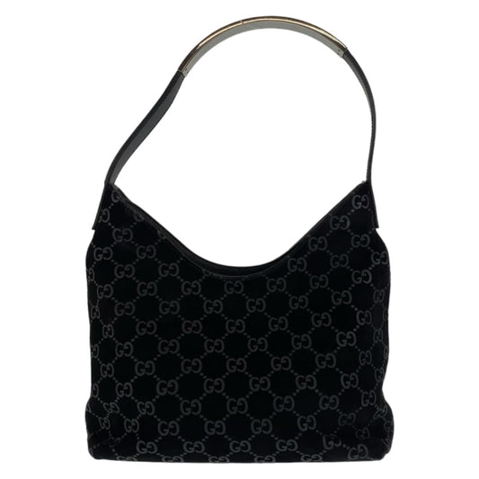 GUCCI グッチ ブラック 黒 シルバー金具 スウェード / レザー 001 8778 ショルダーバッグ ハンドバッグ  レディース