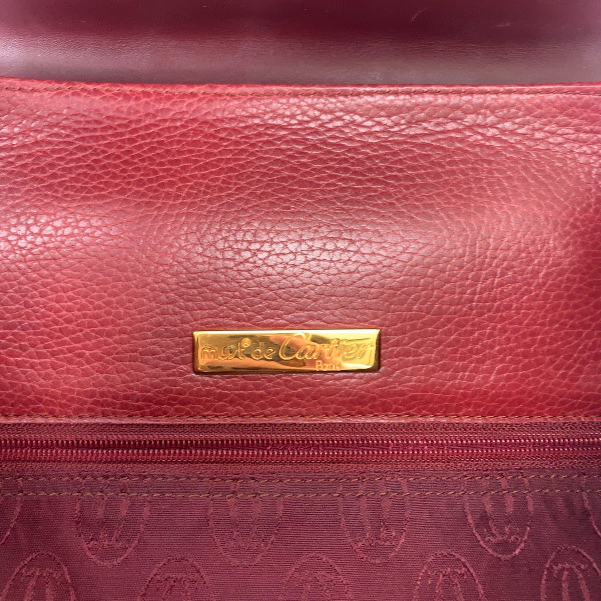 112410
CARTIER カルティエ ヴィンテージ マストライン トリニティー レッド ゴールド金具 レザー トートバッグ ショルダーバッグ  レディース