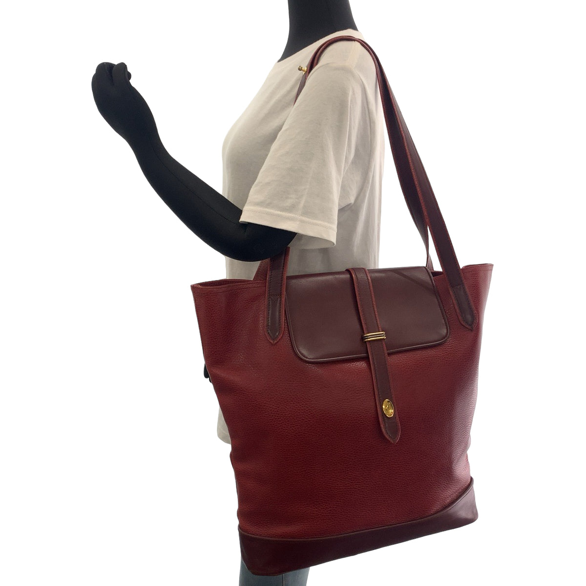 112410
CARTIER カルティエ ヴィンテージ マストライン トリニティー レッド ゴールド金具 レザー トートバッグ ショルダーバッグ  レディース