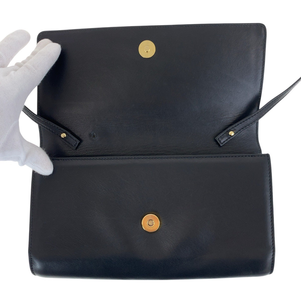 19218
CELINE セリーヌ ヴィンテージ ブラック 黒 ゴールド金具 レザー ショルダーバッグ クラッチバッグ 2way  レディース ABP