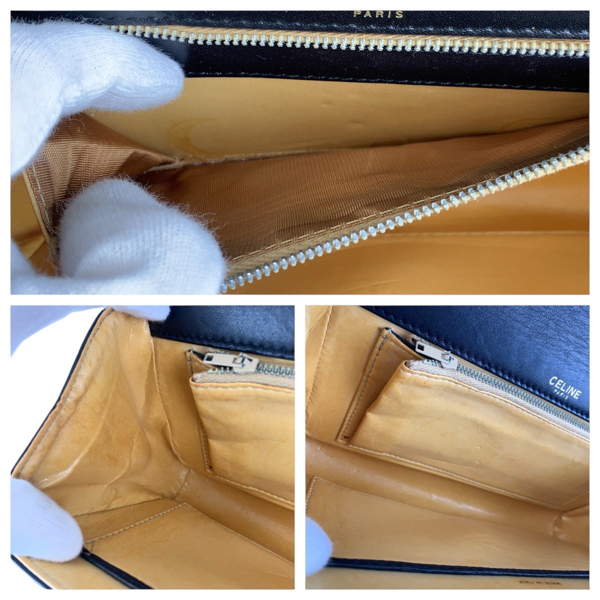 19218
CELINE セリーヌ ヴィンテージ ブラック 黒 ゴールド金具 レザー ショルダーバッグ クラッチバッグ 2way  レディース ABP