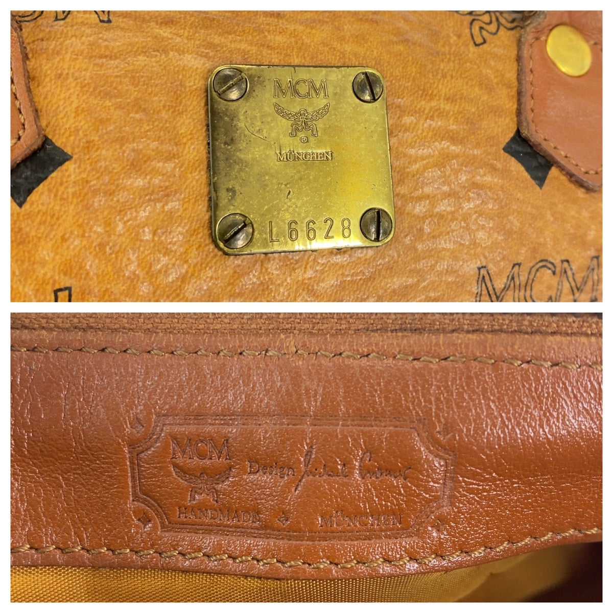 112407
MCM エム シー エム ヴィンテージ ロゴグラム コニャック ブラウン ゴールド金具 レザー ショルダーバッグ ミニボストンバッグ ハンドバッグ 2way  レディース