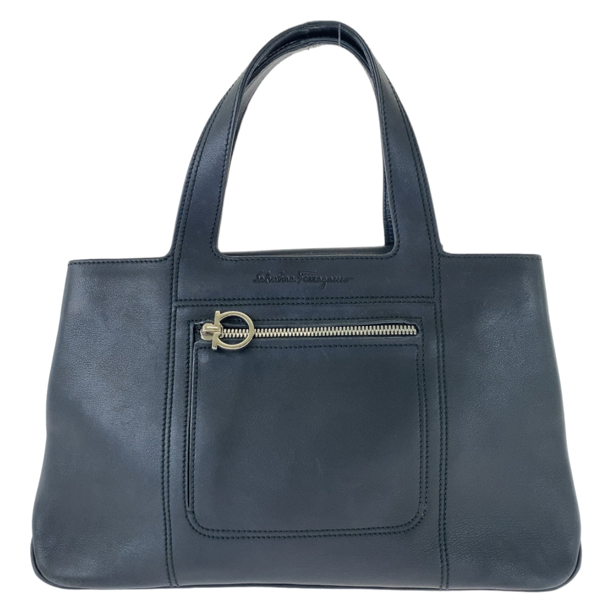 Salvatore Ferragamo サルヴァトーレフェラガモ ガンチーニ ブラック 黒 シルバー金具 レザー トートバッグ ハンドバッグ  レディース