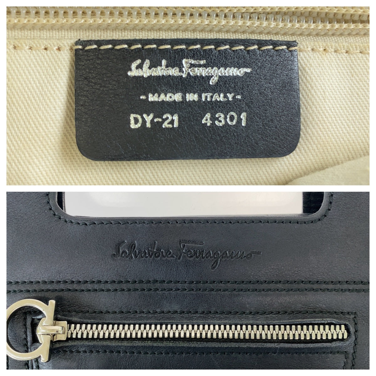 Salvatore Ferragamo サルヴァトーレフェラガモ ガンチーニ ブラック 黒 シルバー金具 レザー トートバッグ ハンドバッグ  レディース