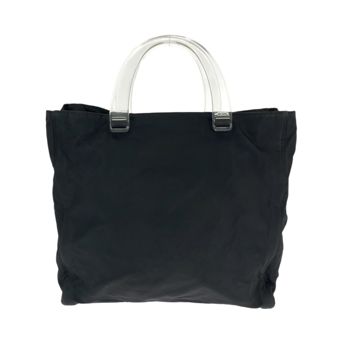 12406
PRADA プラダ テスート 三角ロゴプレート クリアハンドル ブラック 黒 クリア ナイロン B8169 トートバッグ ハンドバッグ  レディース