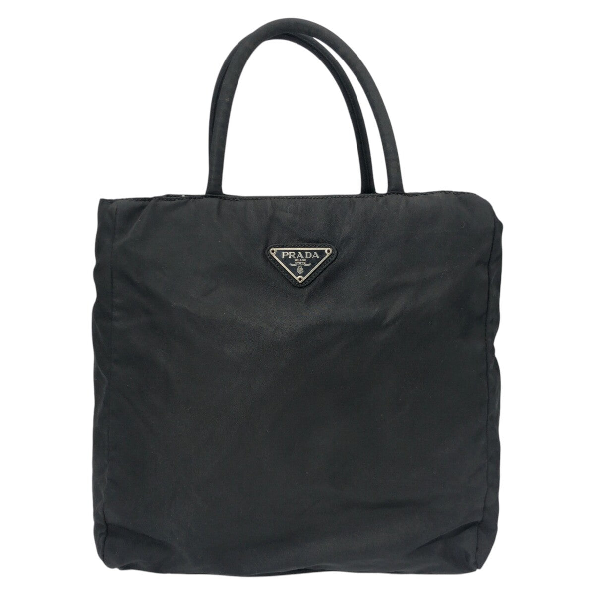 PRADA Prada Tessuto Triangle Logo Black Nylon Tote Bag Handbag Women's