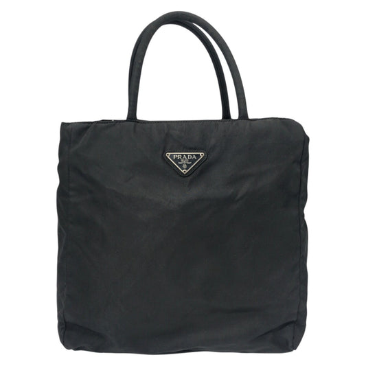 PRADA Prada Tessuto Triangle Logo Black Nylon Tote Bag Handbag Women's